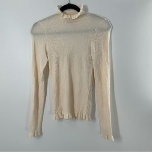 Rachel Parcell Ivory Peplum Turtleneck Top Women’s Size XS
